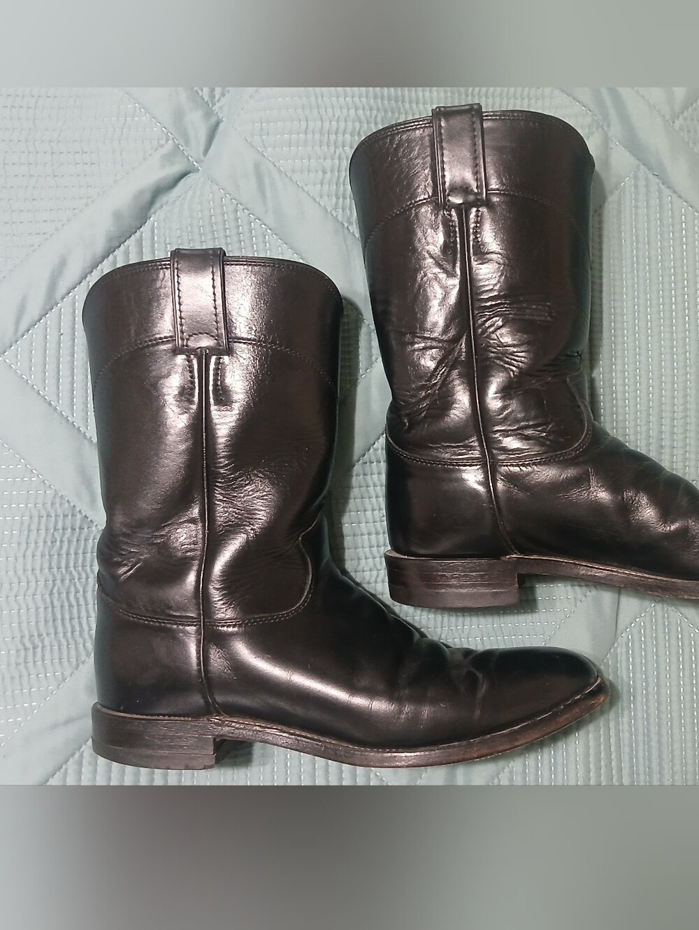 Men's Justins - Black Leather Mid-Calf Boots WESTERN Style 3133 Size 9 D